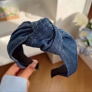 Head Band, Dark Blue Denim Knot Headband, NEW, Trending